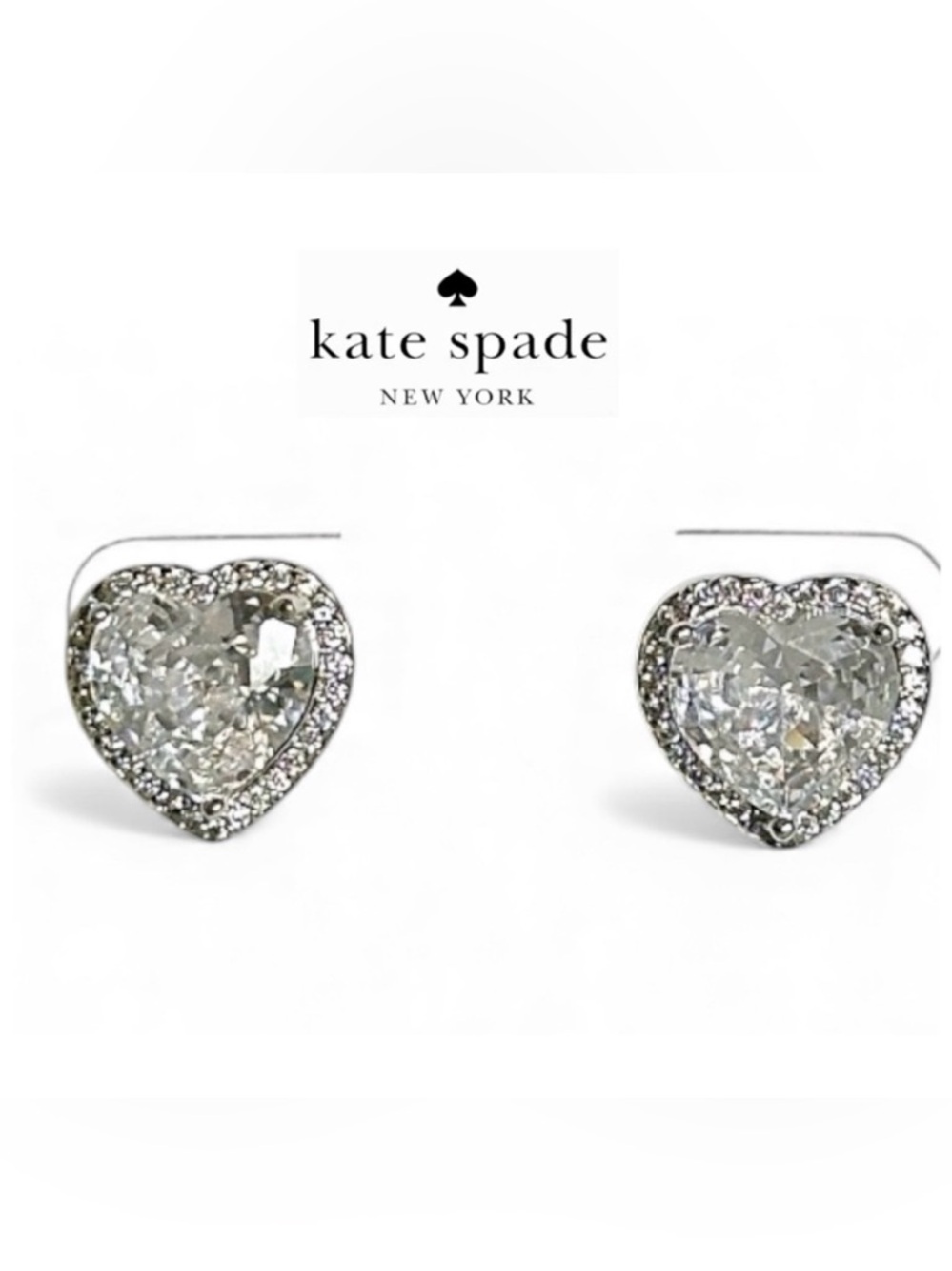 NWT Kate♠️Spade Cubic Zirconia Silver Heart Earrings